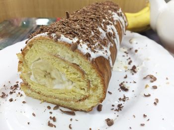 Рулет с бананом фото 13 шага рецепта