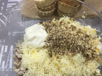 Тарталетки с курицей и ананасами фото 6 шага рецепта