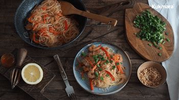 Фунчоза с креветками и овощами фото 12 шага рецепта